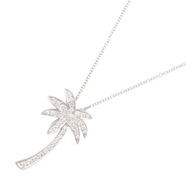 TIFFANY＆CO Palm Tree Diamond Necklace Pendant Pt950 Platinum Clear Used Women