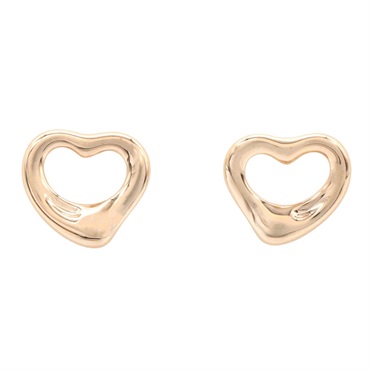 TIFFANY＆CO Open Heart Pierced Earrings 18KRG Pink Rose Gold Used Women