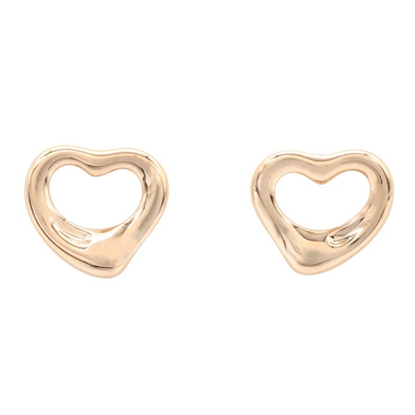 TIFFANY＆CO Open Heart Pierced Earrings 18KRG Pink Rose Gold Used Women