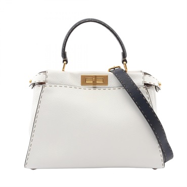 FENDI Peekaboo Regular Selleria Crossbody Shoulder Handbag 8BN290 leather Used