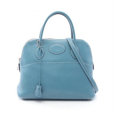 HERMES Bolide31 Shoulder Handbag Clemence leather Blue jean Used Women L SHW