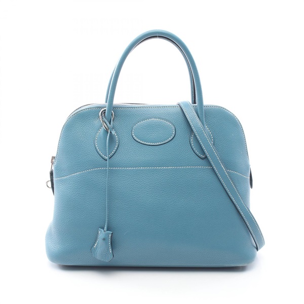 HERMES Bolide31 Shoulder Handbag Clemence leather Blue jean Used Women L SHW