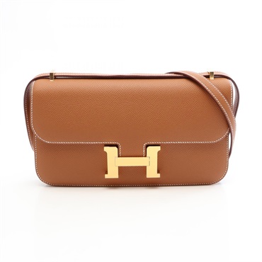 HERMES Constance Elan Shoulder Bag Epsom leather Brown Gold Used Women GHW K