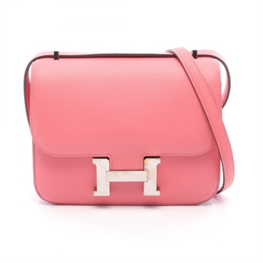 HERMES Constance III Mini Shoulder Handbag Evercolor leather Rose Dete SHW Used