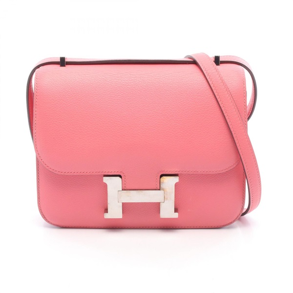 HERMES Constance III Mini Shoulder Handbag Evercolor leather Rose Dete SHW Used