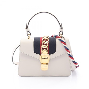 GUCCI Sylvie Sherry Line Shoulder Crossbody Handbag 470270 leather Beige Used