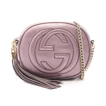 GUCCI Soho Tassel Metallic Chain Shoulder Crossbody Bag 353965 AH90G purple Used