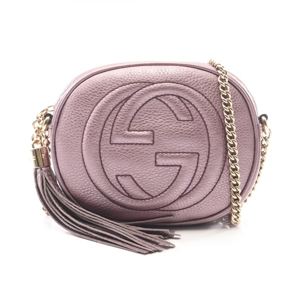 GUCCI Soho Tassel Metallic Chain Shoulder Crossbody Bag 353965 AH90G purple Used