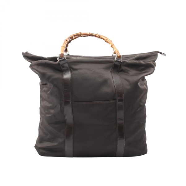 GUCCI Bamboo Zippered Tote Handbag 002 2854 Nylon leather Brown Used Women