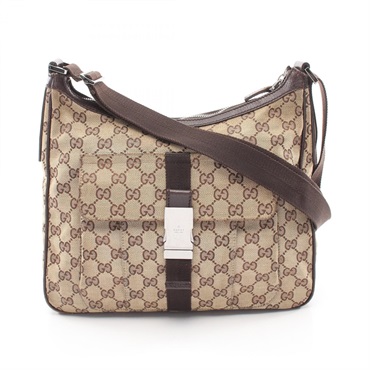 GUCCI GG canvas Shoulder Crossbody Bag 131211 canvas leather Beige Brown Used