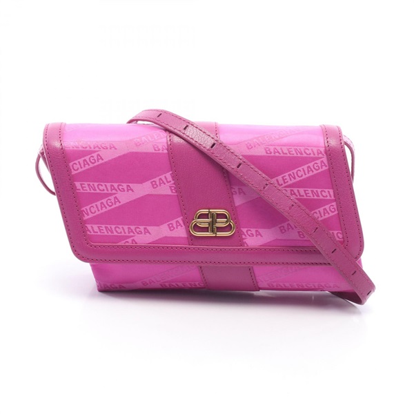 BALENCIAGA MONOGRAM SHIFT WALLET ON STRAP Crossbody Bag 581101 canvas leather