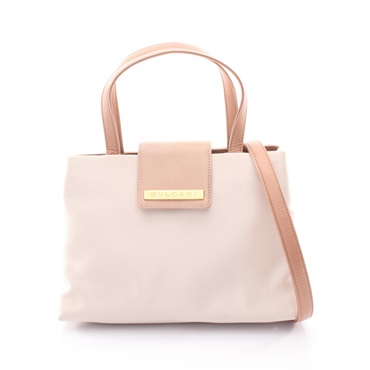 BVLGARI Shoulder Crossbody Handbag Fabric leather Pink Used Women Logo