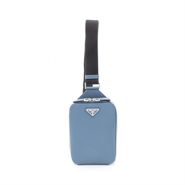 PRADA Brique Waist Bum Crossbody Bag 2VZ106 Saffiano leather Blue Used unisex
