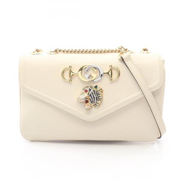 GUCCI raja tiger head Chain Shoulder Bag 537241 leather White Used Women