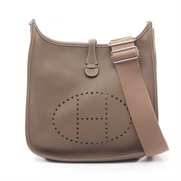 HERMES Evelyne 3 PM Shoulder crossbody Bag B Taurillon Clemence Etoupe Used SHW