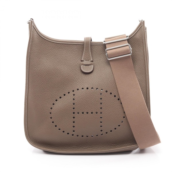 HERMES Evelyne 3 PM Shoulder crossbody Bag B Taurillon Clemence Etoupe Used SHW