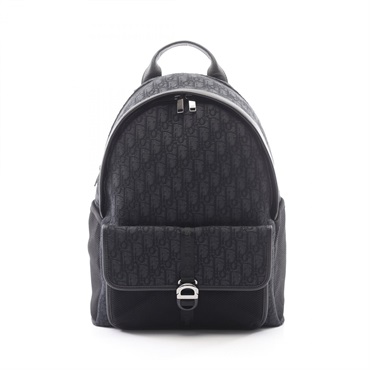 Christian Dior DIOR 8 Oblique Rucksack Backpack canvas leather Black Used mens