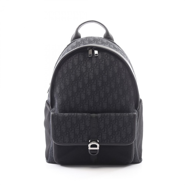 Christian Dior DIOR 8 Oblique Rucksack Backpack canvas leather Black Used mens