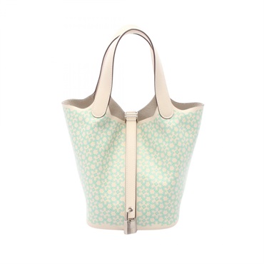 HERMES Picotin Lock PM Lucky Daisy tote Handbag U Swift leather nata vert SHW