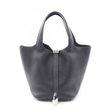 HERMES Picotin Lock PM Handbag 056289CK Clemence leather Black Used Women D SHW