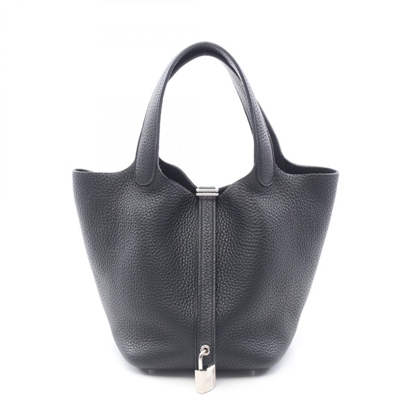 HERMES Picotin Lock PM Handbag 056289CK Clemence leather Black Used Women D SHW