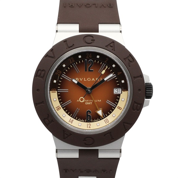 BVLGARI Aluminum GMT Wrist Watch BB40ATGMT Auto winding Rubber Used mens