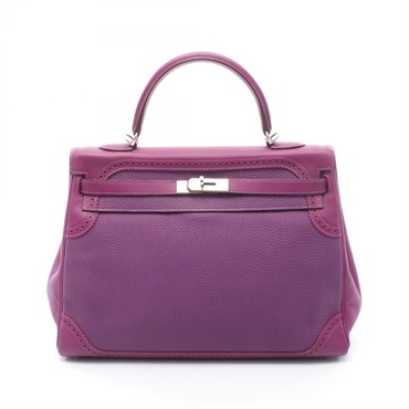 HERMES Kelly 35 Ghillies intside stitched shoulder Handbag R Togo Swift Anemone