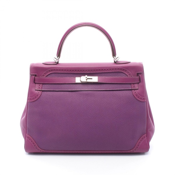HERMES Kelly 35 Ghillies intside stitched shoulder Handbag R Togo Swift Anemone