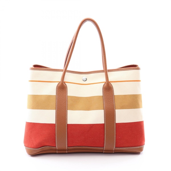 HERMES Garden Party PM Tote Bag Toile Transat Rocabar canvas leather Beige used