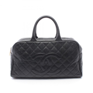 CHANEL Matelasse COCO Mark Travel bag Calfskin Black GHW Used Women