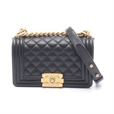 CHANEL Boy Chanel Small chain Shoulder Bag A67085 Calfskin Black Used GHW