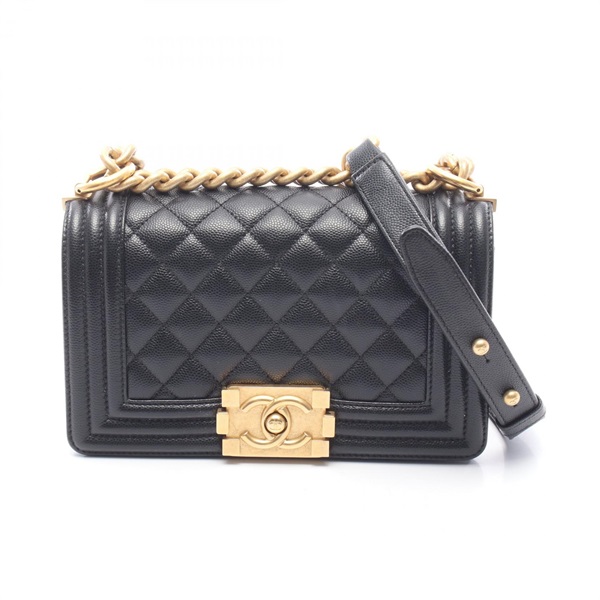 CHANEL Boy Chanel Small chain Shoulder Bag A67085 Calfskin Black Used GHW