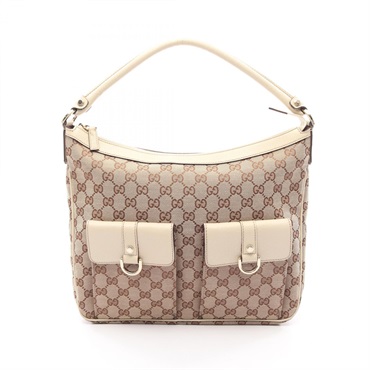 GUCCI Abbey GG canvas Shoulder Handbag 153025 leather Beige Beige Used Women