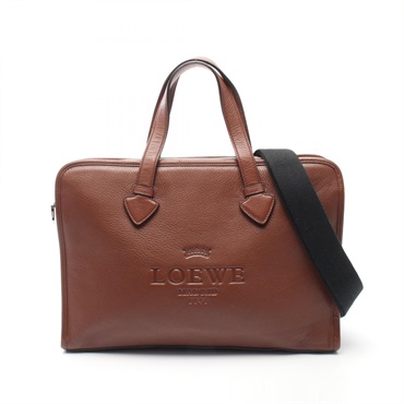 LOEWE Heritage 2WAY Crossbody Briefcase leather Brown Used mens