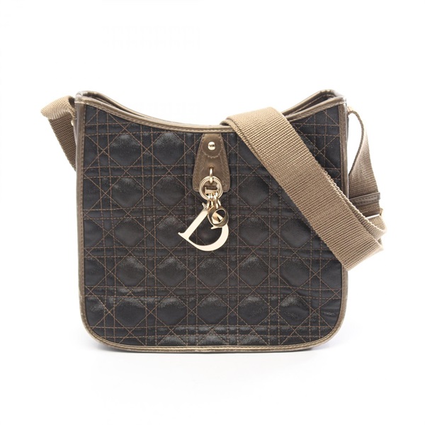 Christian Dior Canage Shoulder Chrossbody Bag canvas leather Brown Gold Used
