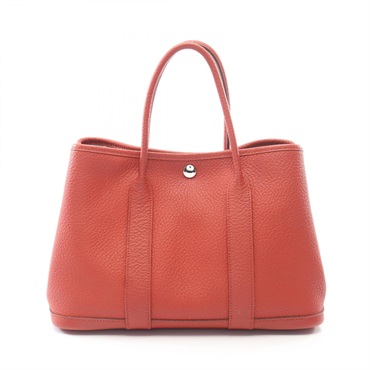 HERMES Garden party TPM Tote hand Bag R Country leather Rouge duchess SHW used