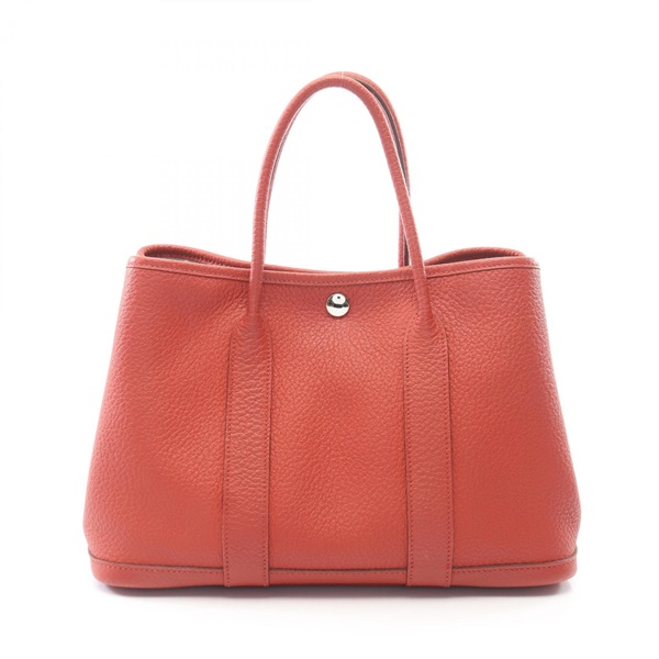 HERMES Garden party TPM Tote hand Bag R Country leather Rouge duchess SHW used