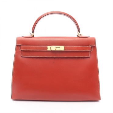 HERMES Kelly 32 Shoulder Handbag Box calf leather Brown Brique Used GHW women G