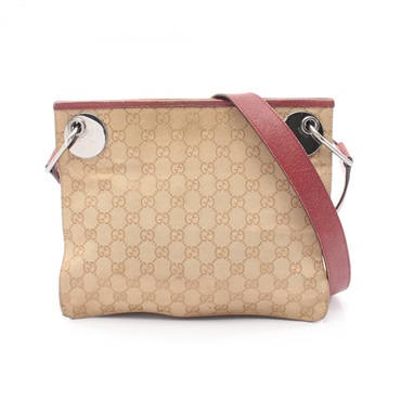 GUCCI GG canvas Shoulder Crossbody Bag 120841 canvas leather Beige Bordeaux Used