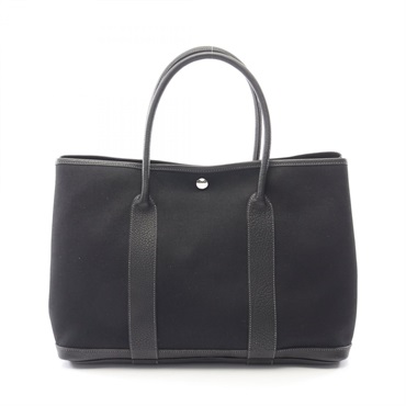 HERMES Garden party PM Tote Bag I Toile officier Negonda leather Black Used SHW