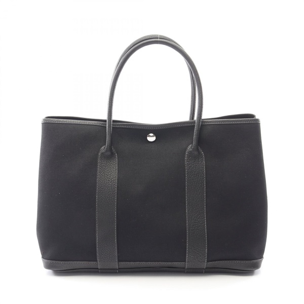 HERMES Garden party PM Tote Bag I Toile officier Negonda leather Black Used SHW