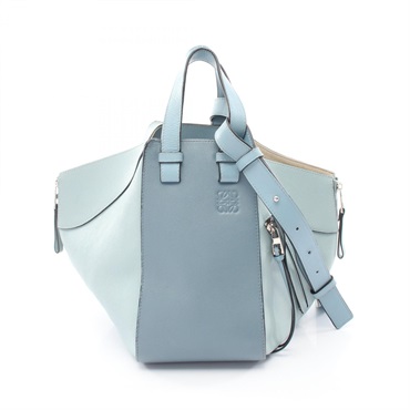 LOEWE HAMMOCK SMALL 2-Way Shoulder Handbag leather Blue Used Women