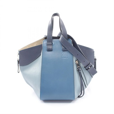 LOEWE HAMMOCK SMALL 2-Way Shoulder Handbag leather Blue Navy Used Women