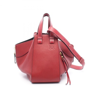 LOEWE HAMMOCK SMALL 2-Way Shoulder Handbag leather Red Used Women