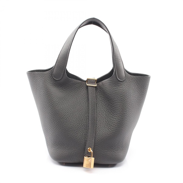 HERMES Picotin Lock PM Tote Handbag Clemence leather Green Used Women K GHW