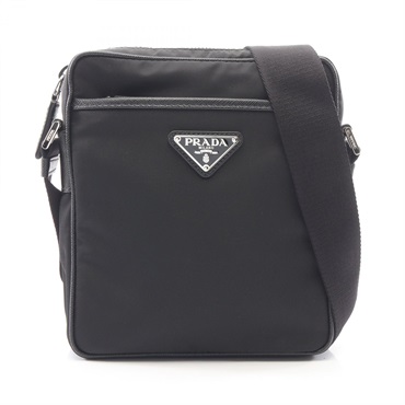 PRADA Re-Nylon Triangle logo Shoulder Crossbody Bag Saffiano leather Black Used