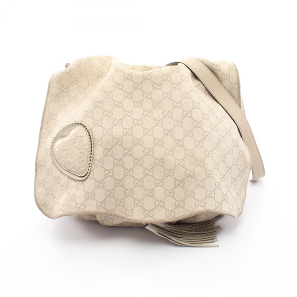 GUCCI Guccisima Drawstring Shoulder Crossbody Bag 212572 leather Beige Used