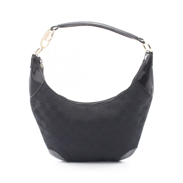 GUCCI GG canvas Shoulder Handbag 001 4158 Patent leather Black GHW Used Women