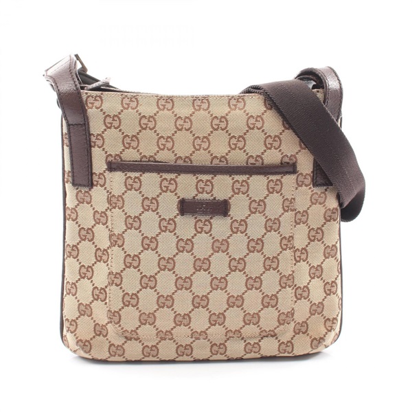 GUCCI GG canvas Shoulder crossbody Bag 122793 canvas leather Beige Brown Used