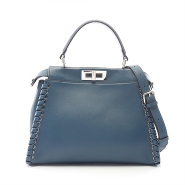 FENDI Peekaboo Regular Crossbody Shoulder Handbag 8BN290 leather Navy Used Women